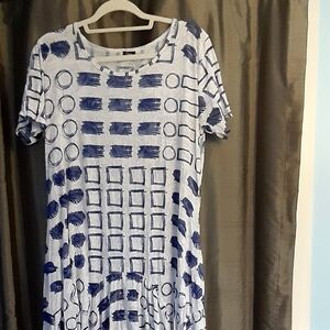Blue Geometric Patterned Dress